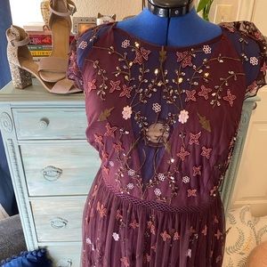 ASOS Purple Beaded Deep V Dress, size 16